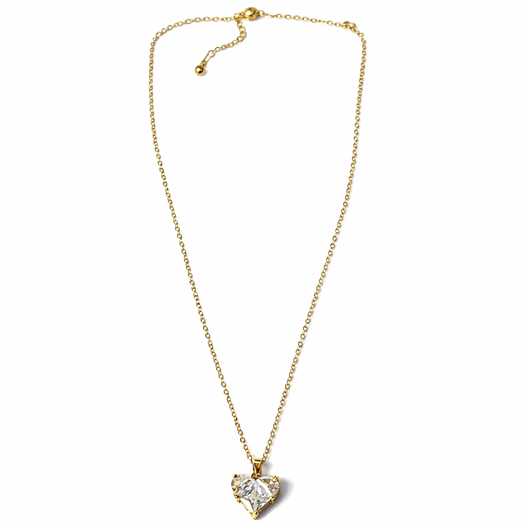 Heart Design American Diamond Gold Plated Anti-Tarnish Necklace