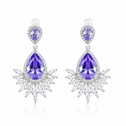Light Purple Amethyst Cubic Zirconia American Diamond Silver Plated Earrings