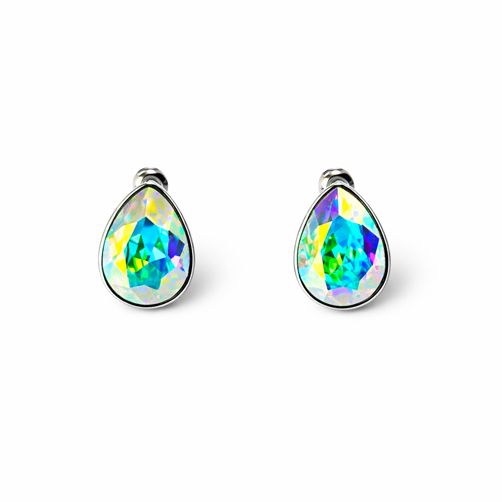 Air Blue Opal Swarovski Crystal Silver Plated Stud Earrings