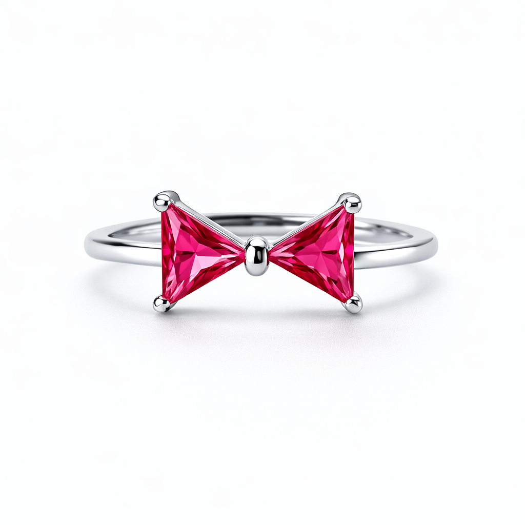 Red Ruby Cubic Zirconia American Diamond Silver Plated Adjustable Ring