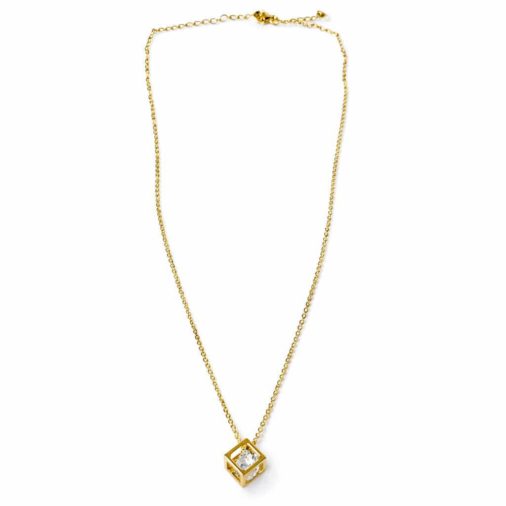 Solitaire American Diamond Gold Plated Anti-Tarnish Necklace
