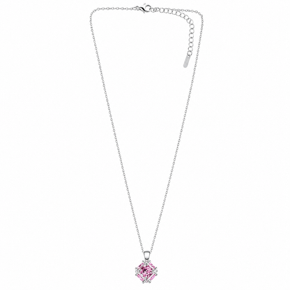 Pink Topaz Cubic Zirconia American Diamond Silver Plated Stainless Steel Necklace