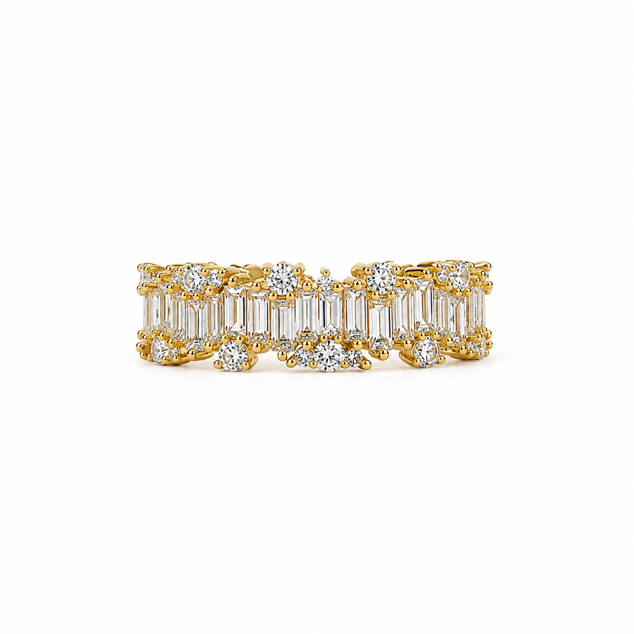 Solitaire Cubic Zirconia American Diamond Gold Plated Adjustable Ring