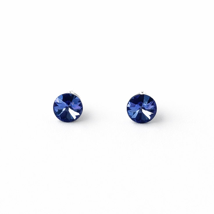 Purple Velvet Swarovski Crystal Silver Plated Stud Earrings