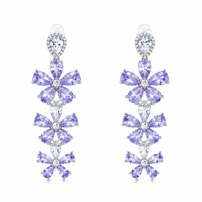 Light Purple Amethyst Cubic Zirconia Ice Cut American Diamond Silver Plated Earrings