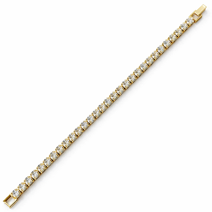 Solitaire Cubic Zirconia American Diamond Gold Plated Tennis Bracelet