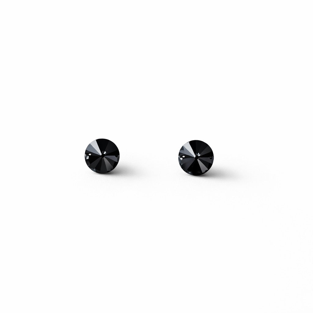 Comet Argent Dark Black Swarovski Crystal Silver Plated Stud Earrings
