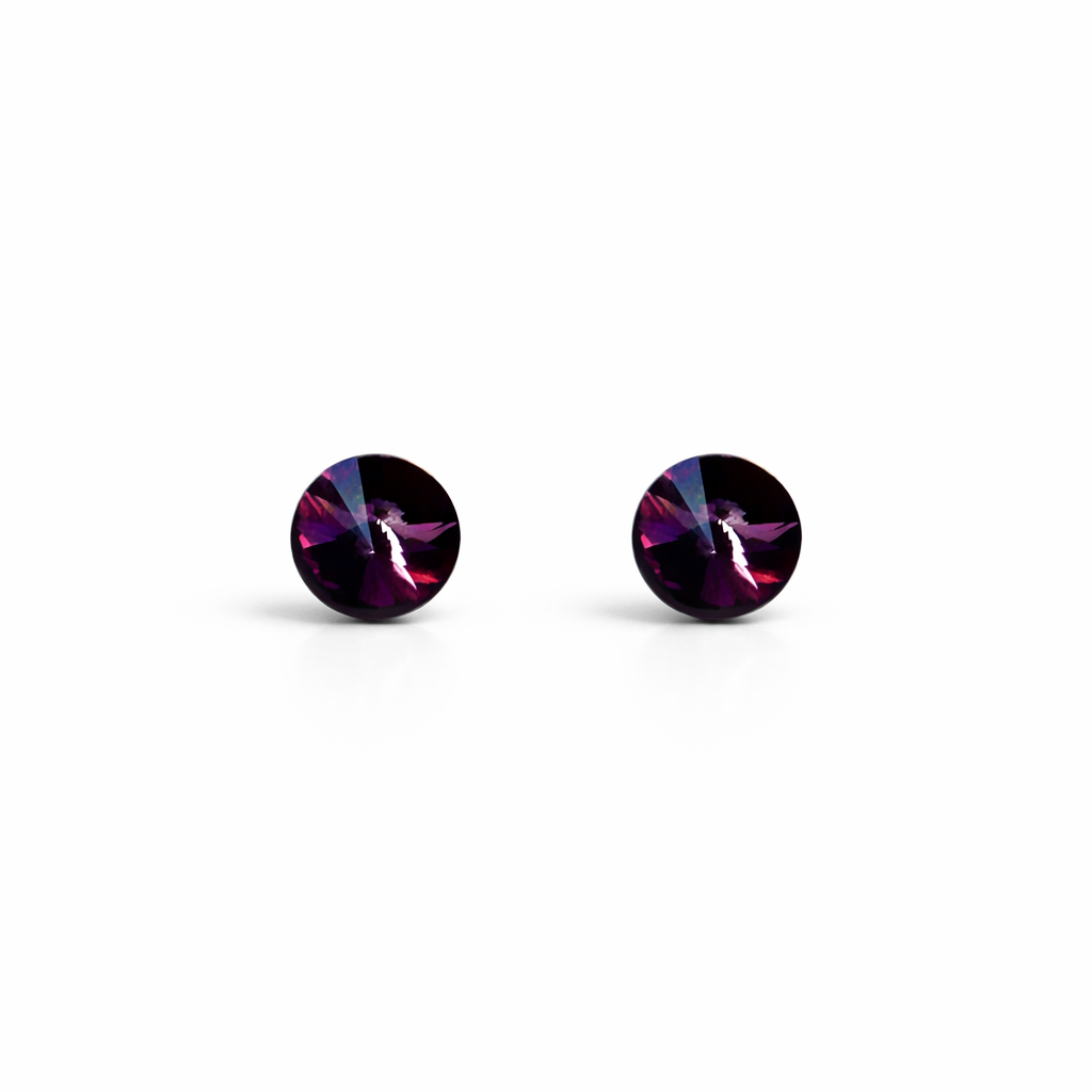 Purple Amethyst Swarovski Crystal Silver Plated Stud Earrings