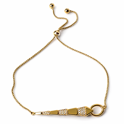 Snake Design Cubic Zirconia American Diamond Gold Plated Adjustable Bracelet