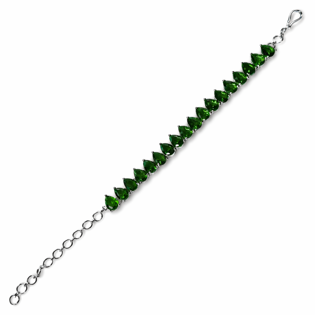 Green Emerald Cubic Zirconia American Diamond Silver Plated Bracelet