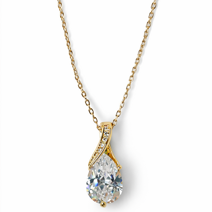 Solitaire Cubic Zirconia American Diamond Gold Plated Anti-Tarnish Necklace