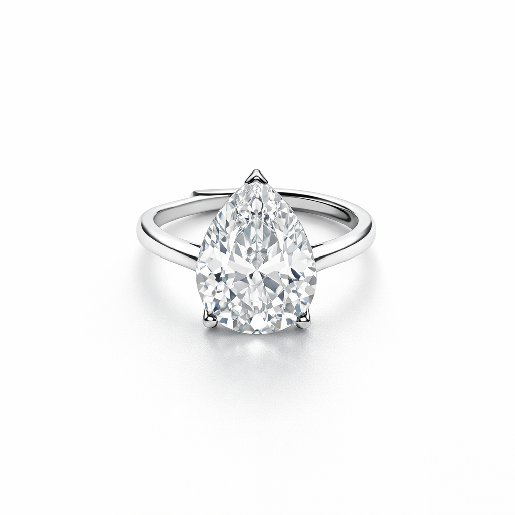 Solitaire Cubic Zirconia Ice Cut American Diamond Silver Plated Adjustable Ring
