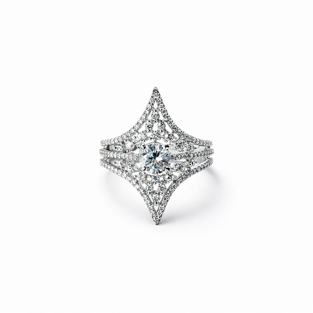 Solitaire Cubic Zirconia American Diamond Silver Plated Adjustable Ring