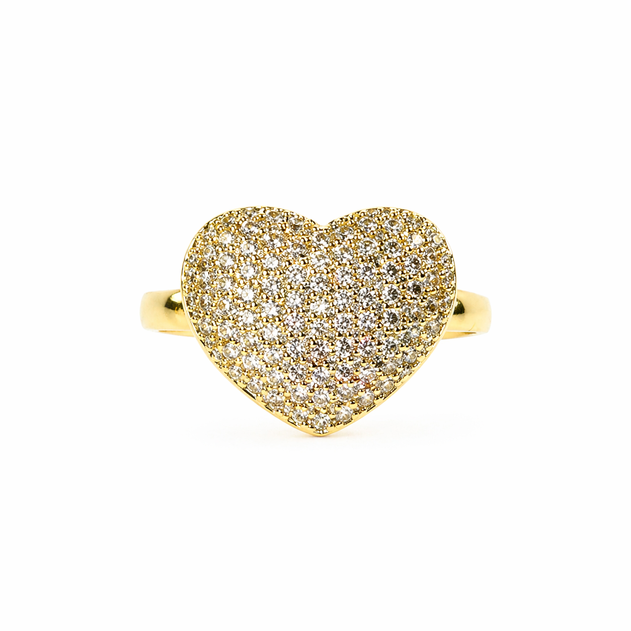 Heart American Diamond Gold Plated Adjustable Ring