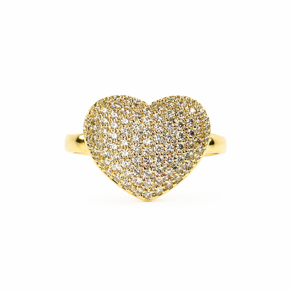 Heart American Diamond Gold Plated Adjustable Ring