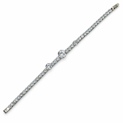 Solitaire Cubic Zirconia American Diamond Silver Plated Tennis Bracelet