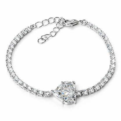 Solitaire Cubic Zirconia American Diamond Silver Plated Bracelet
