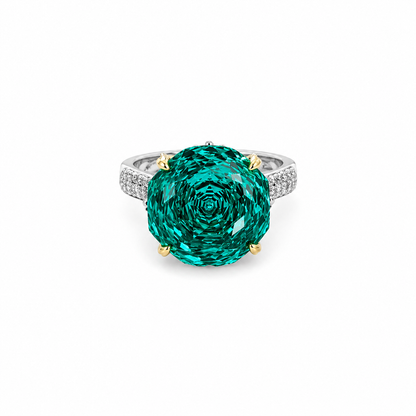 Sea Green Topaz Cubic Zirconia Ice Cut American Diamond Gold/Silver Plated Adjustable Ring