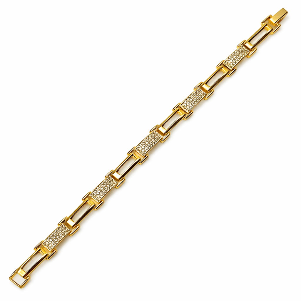 Solitaire Cubic Zirconia American Diamond Gold Plated Bracelet