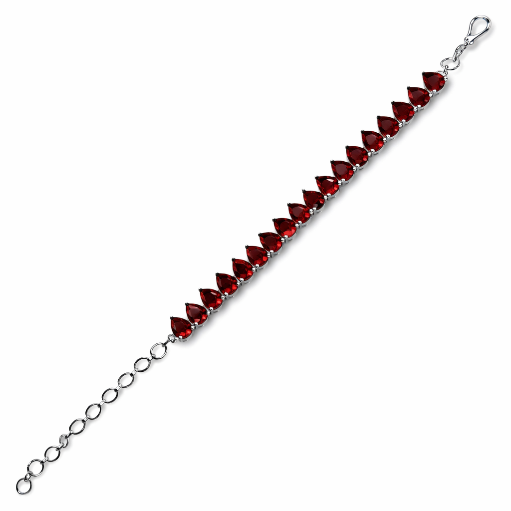 Red Ruby Cubic Zirconia American Diamond Silver Plated Bracelet