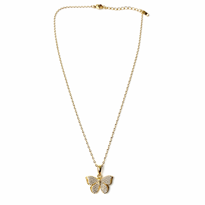 Bow Design American Diamond Gold Plated Anti-Tarnish Necklace