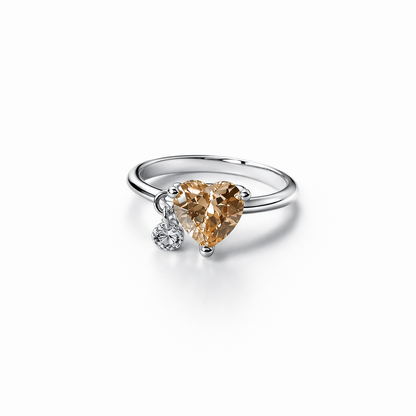 Champagne Cubic Zirconia American Diamond Silver Plated Adjustable Ring