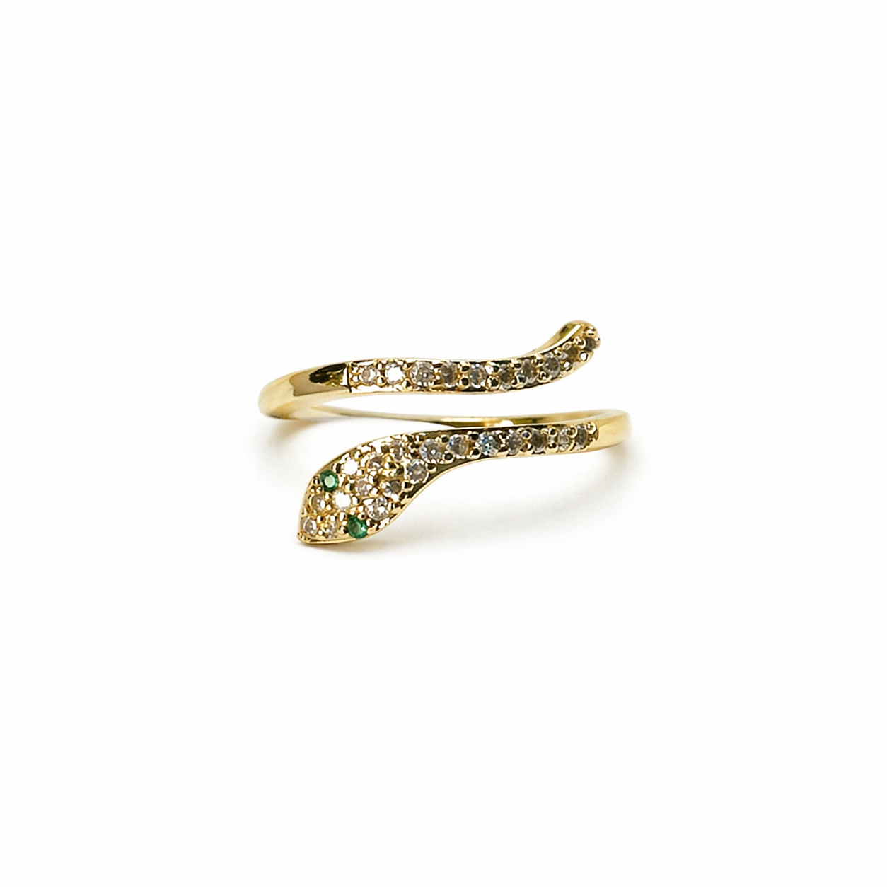 Snake American Diamond Gold Plated Anti-Tarnish Adjustable Ring