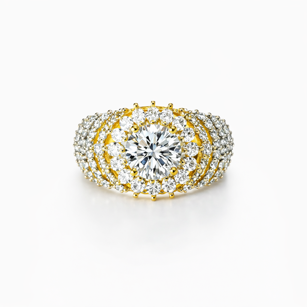 Solitaire Cubic Zirconia American Diamond Gold/Silver Plated Adjustable Ring