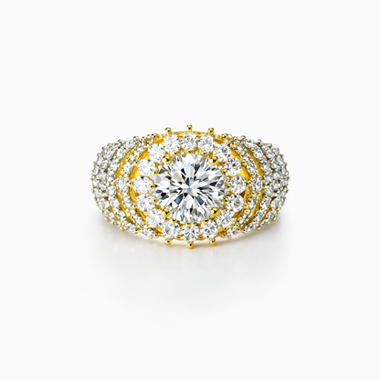 Solitaire Cubic Zirconia American Diamond Gold/Silver Plated Adjustable Ring