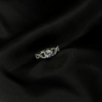 American Diamond Silver Plated Adjustable Ring