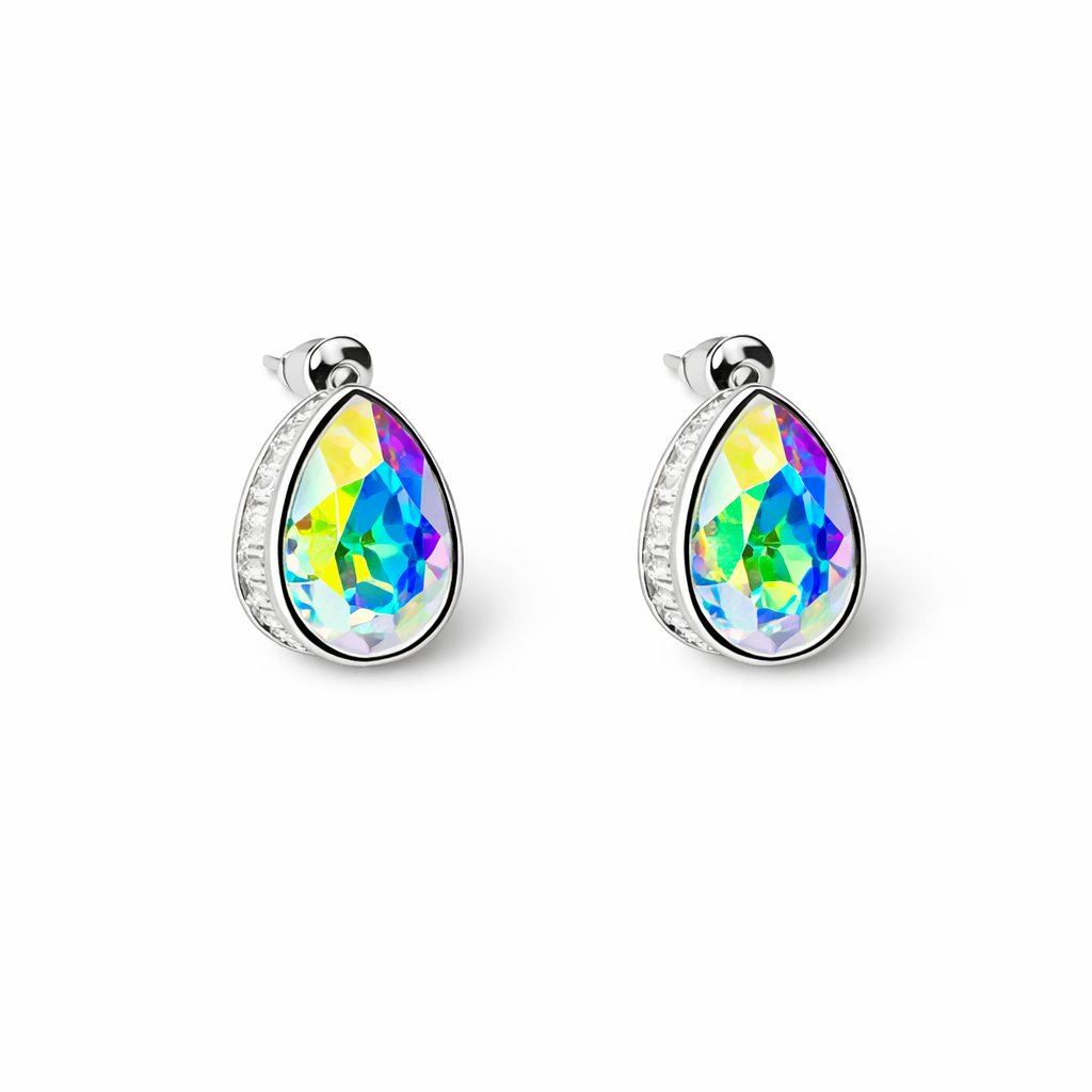 Air Blue Opal Swarovski Crystal Silver Plated Stud Earrings