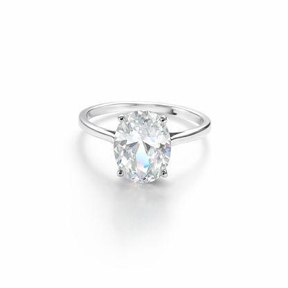 Solitaire Cubic Zirconia Ice Cut American Diamond Silver Plated Adjustable Ring