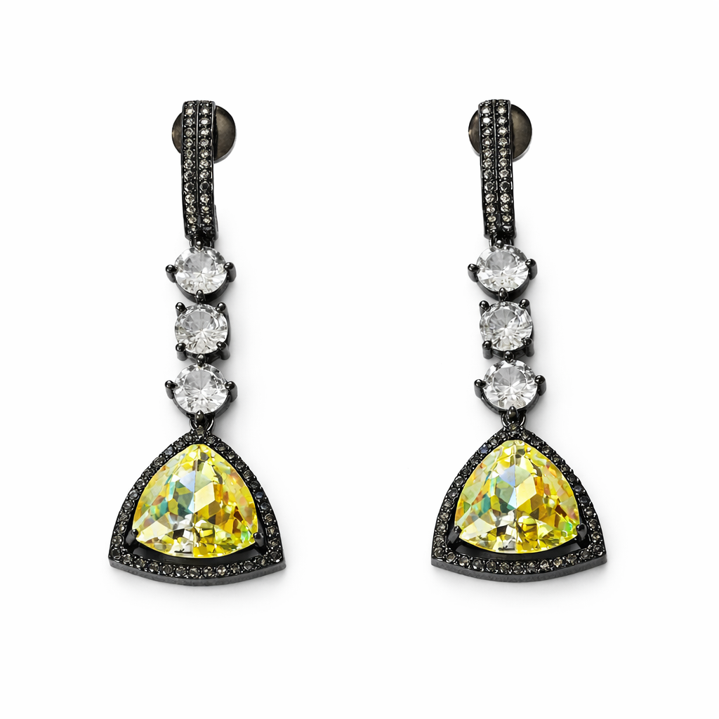 Lime Yellow Swarovski Crystal American Diamond Victorian Plated Earrings