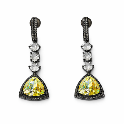Lime Yellow Swarovski Crystal American Diamond Victorian Plated Earrings