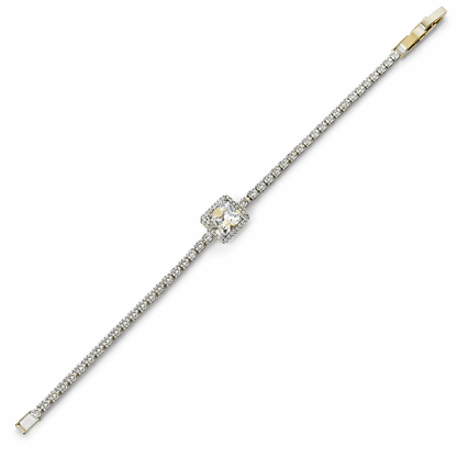 Solitaire Cubic Zirconia American Diamond Silver Plated Bracelet