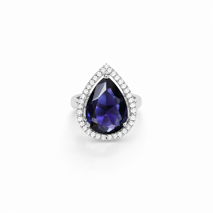 Purple Amethyst Cubic Zirconia American Diamond Silver Plated Adjustable Ring