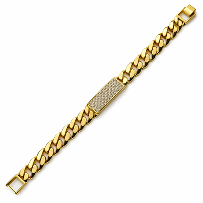 Cuban Chain American Diamond Gold Plated Bracelet