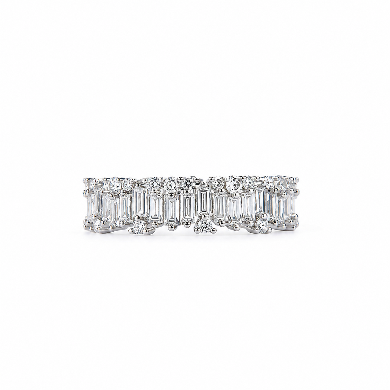 Solitaire Cubic Zirconia American Diamond Silver Plated Adjustable Ring