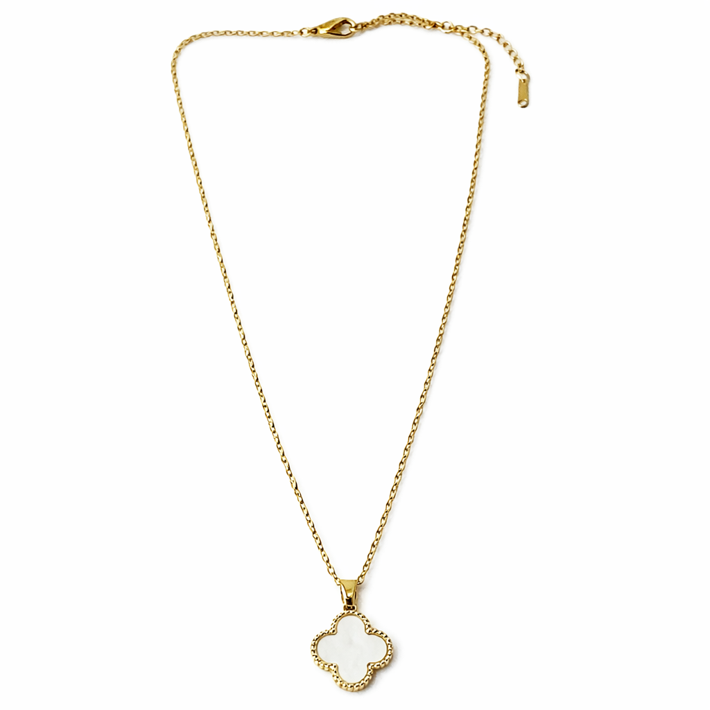 White Flower Design Gold Plated Anti-Tarnish Necklace