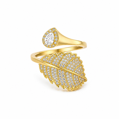 Solitaire Cubic Zirconia American Diamond Gold Plated Adjustable Ring