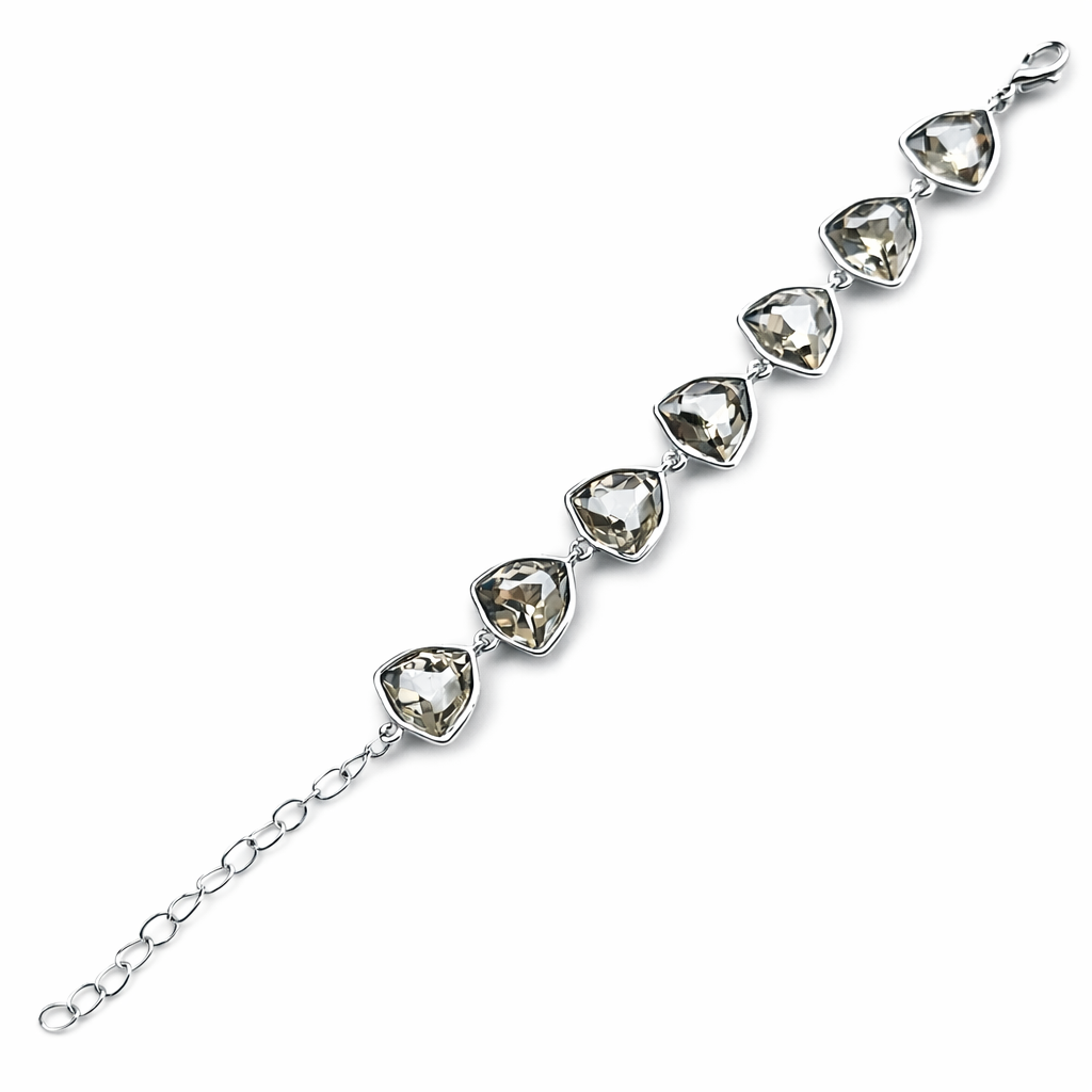 Black Morion Swarovski Crystal Silver Plated Chain Bracelet
