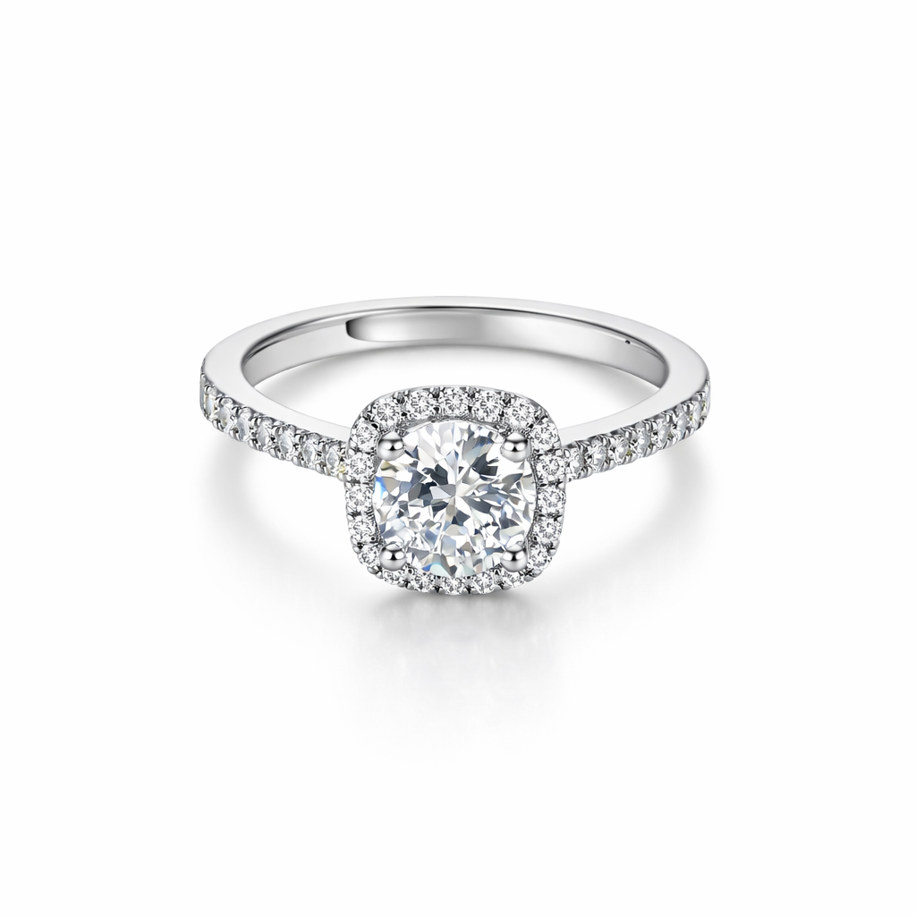 Solitaire Cubic Zirconia Ice Cut American Diamond Silver Plated Adjustable Ring