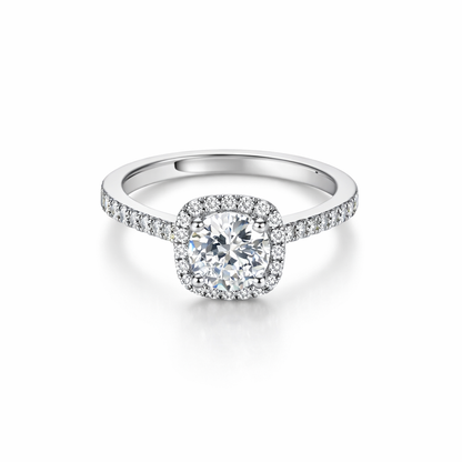 Solitaire Cubic Zirconia Ice Cut American Diamond Silver Plated Adjustable Ring