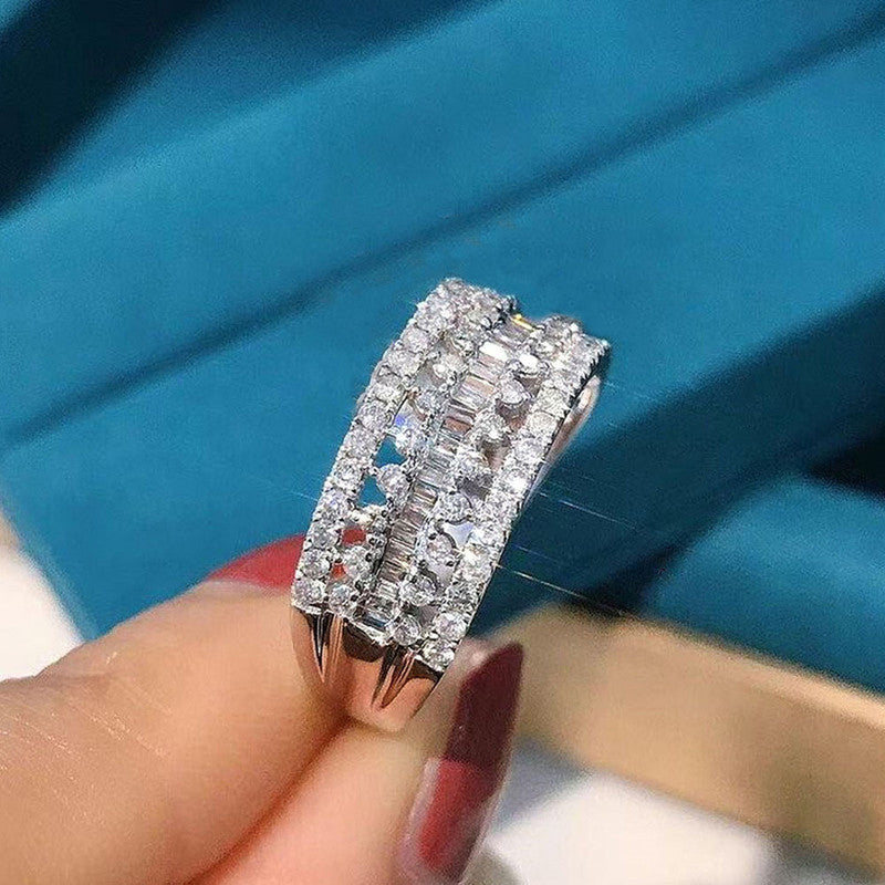 Solitaire Inspired CZ Silver-Plated Adjustable Ring