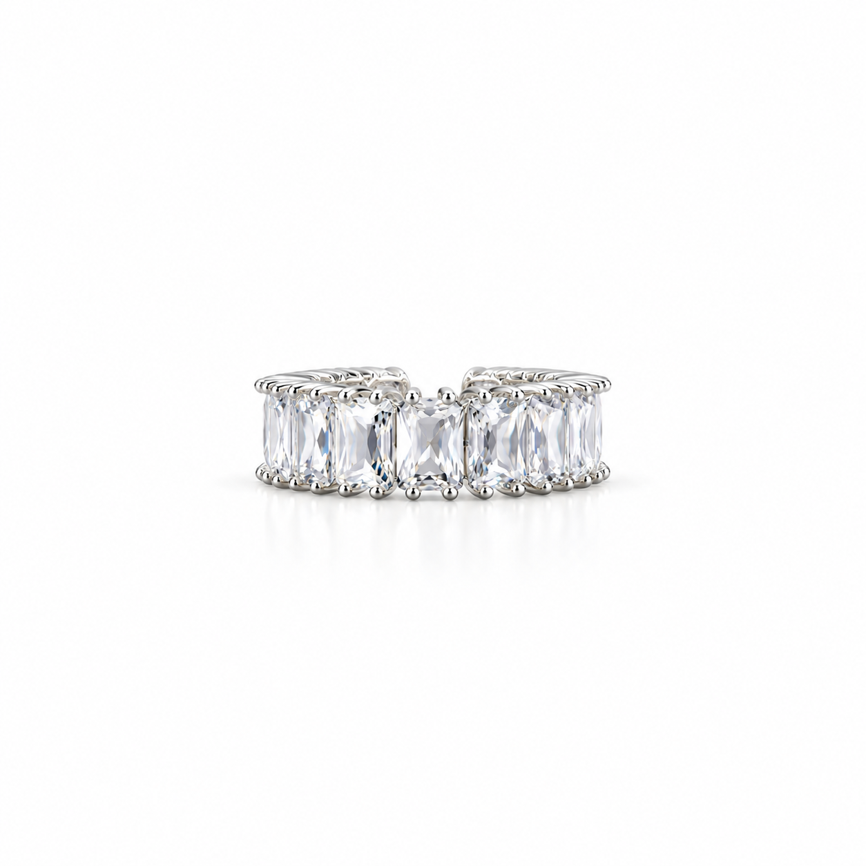 Solitaire Cubic Zirconia Ice Cut American Diamond Silver Plated Adjustable Ring