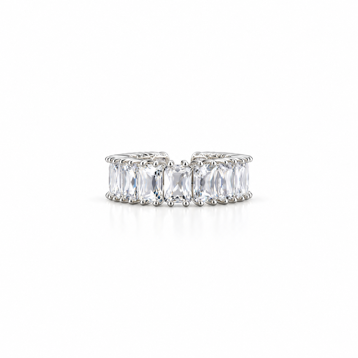 Solitaire Cubic Zirconia Ice Cut American Diamond Silver Plated Adjustable Ring