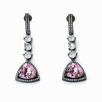 Light Pink Rose Swarovski Crystal American Diamond Victorian Plated Earrings