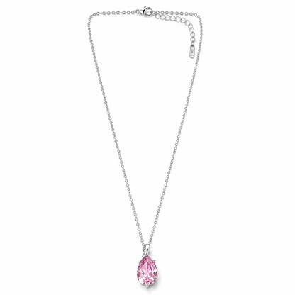 Pink Topaz Cubic Zirconia American Diamond Silver Plated Stainless Steel Necklace