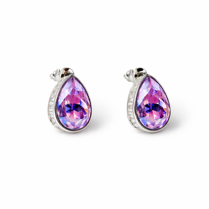 Purple Tanzanite Swarovski Crystal Silver Plated Stud Earrings