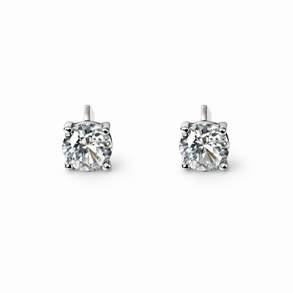 Solitaire Cubic Zirconia American Diamond Silver Plated Earrings